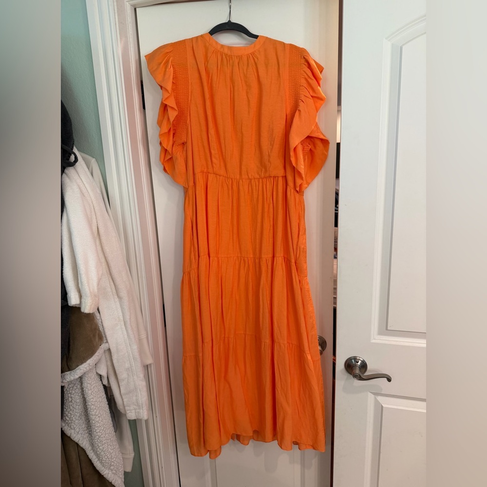 English Factory Orange Tiered Maxi with Ruffle Cap Sleeves - Picture 3 of 6